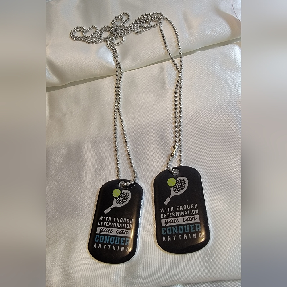 Tennis Motivational Dog Tag Necklaces - 2